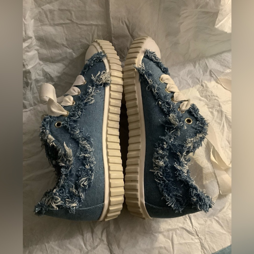 ZIMMERMANN Frayed Light Denim Lo-Top Trainers Sneakers Women’s EU 39 US 9 NWOB - Picture 7 of 15